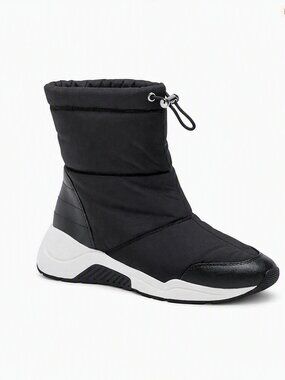 Linea Paolo Black Quilted Winter Boot Sneaker Hybrid Waterproof Warm Drawstring